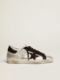 Sneakers Super-Star in pelle argento con inserti a contrasto 
