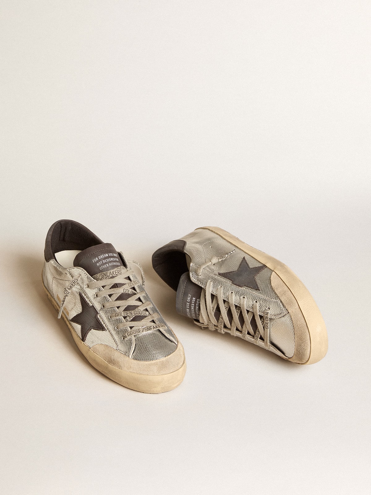 Men's silver Super-Star LTD with black nubuck star and heel tab