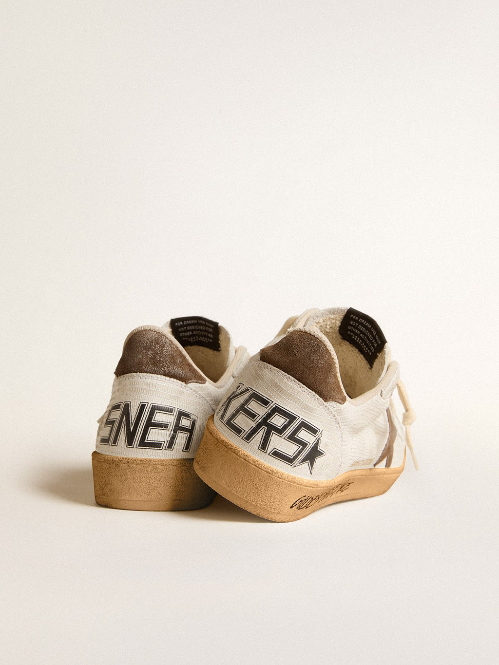 Men's Ball Star in white nubuck leather with brown suede star and heel tab