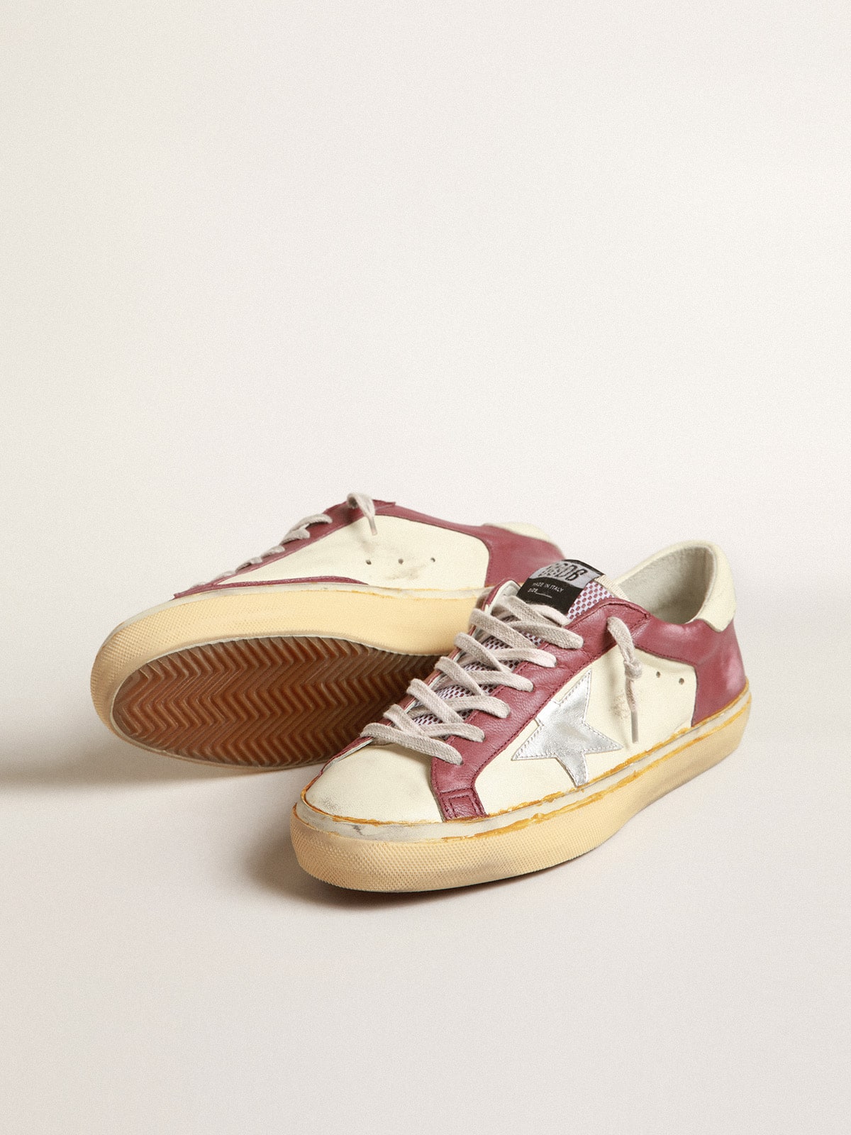 Super-Star in nappa leather with burgundy inserts and silver star