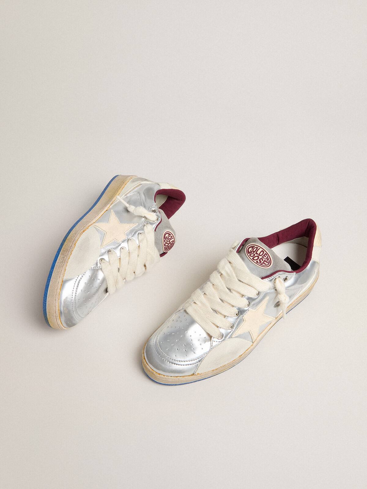Men’s Ball Star Pro in silver metallic leather with cream-colored star