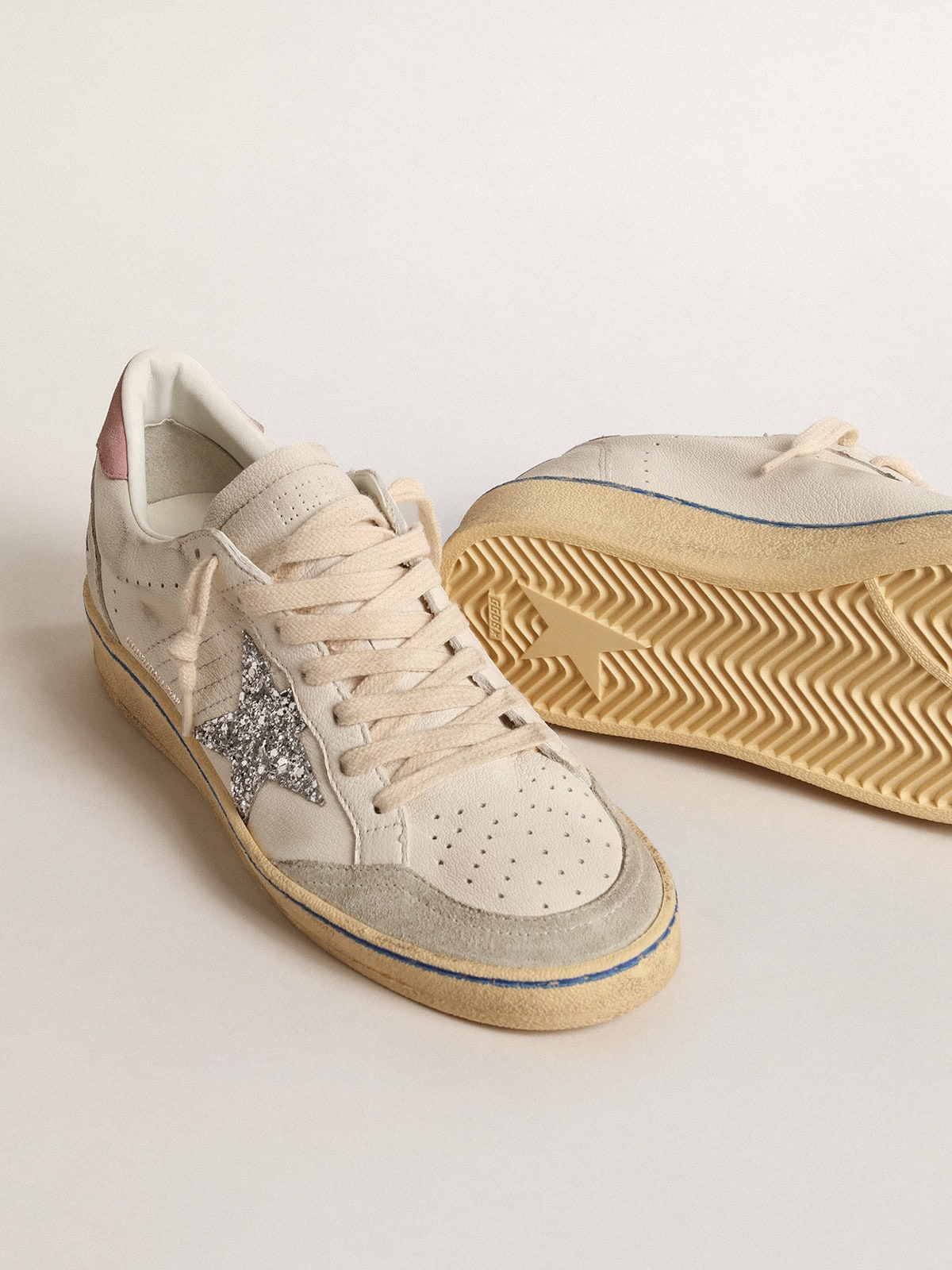 Ball Star LTD with glitter star and pink suede heel tab