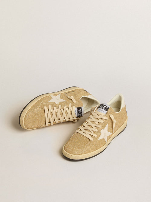 Ball Star in golden Swarovski crystals with milk-white leather star
