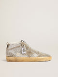 Women’s Mid Star in white and dove-gray suede with Swarovski crystals