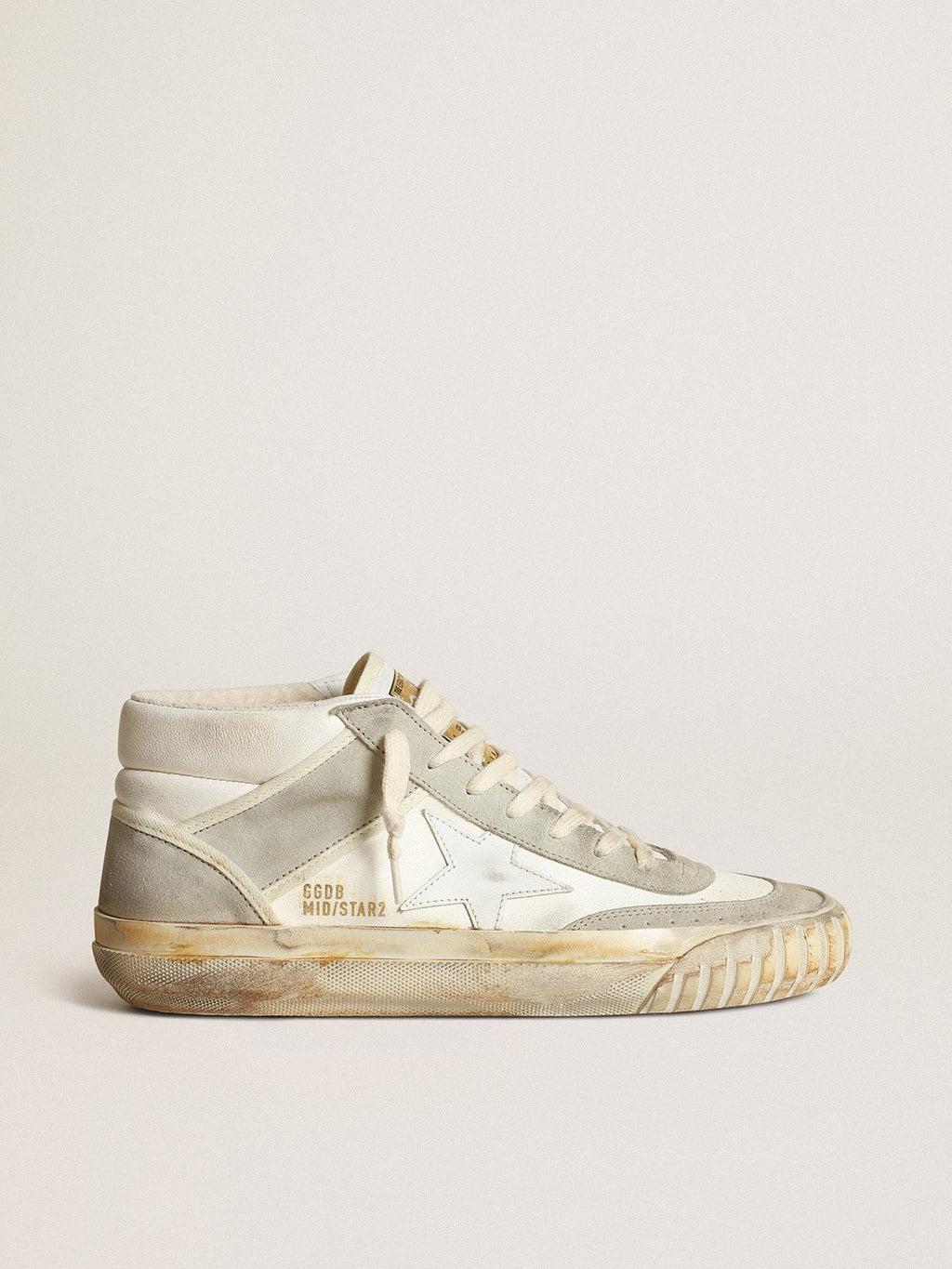 Sneakers Mid Star da donna con inserti in suede grigio ghiaccio e stella in pelle bianca