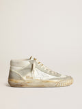 Sneakers Mid Star da donna con inserti in suede grigio ghiaccio e stella in pelle bianca